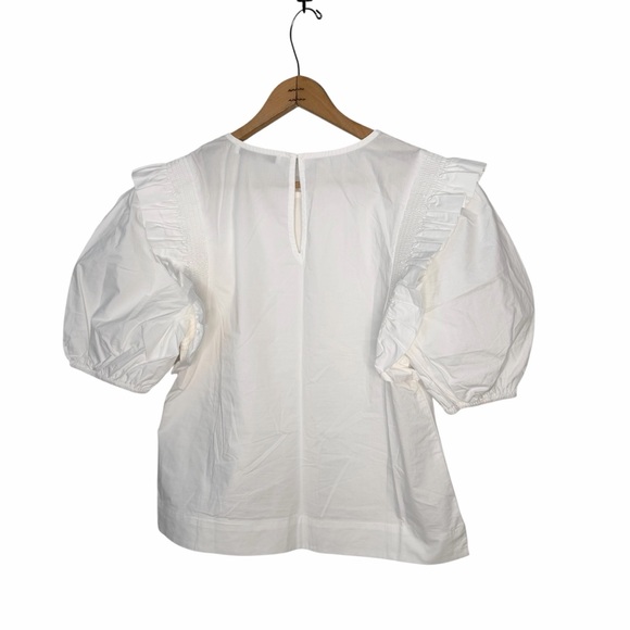 Anthropologie English Factory Puff-Sleeve Ruffled Top White Size Medium - Picture 4 of 8